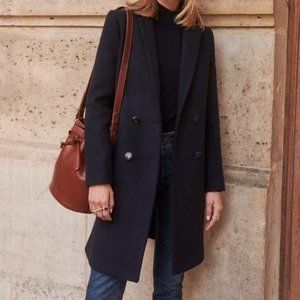 Sezane Johnson Coat Women's 4 Wool Jacket in Navy